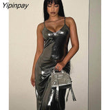 Yipinpay Women's Sexy Bright Color Spaghetti Strap Dress Summer Club Evening Birthday Streetwear 2023 Female Backless Bodycon Robe