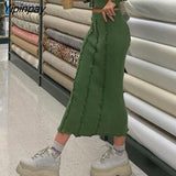 Yipinpay Convex Strip Solid 2 Piece Set Women Fashion Cropped Shirts And Slim Skirt Suits Spring Female Button Tops Skirts Outfits