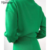 Yipinpay Baggy Sweater Women Pullover Zip Up Tops Female Jumpers Streetwear Long Sleeve Turndown Collar Autumn Winter Loose Sweaters