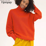 Yipinpay Women Baggy Turtleneck Sweater Pullover Long Sleeve Loose Tops Female Jumper Autumn 2023 Winter Streetwear Thick Knit Sweaters