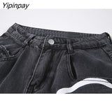 Yipinpay New Spring Fashion Ins Street Hip-hop Y2K Printing Wash Jeans Loose Casual Denim Wide Leg Pants Tide Woman Long Trousers