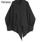 Yipinpay Spring Streetwear Puff Long Sleeve Women's Shirt Oversize Solid Color irregular Button Up Ladies Shirts Blouse Loose Tops