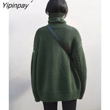 Yipinpay 2023 Winter Minimalist Long Sleeve Turtleneck Women Sweater Korean Style Solid Ladies Knit Pullover Female Loose Clothing