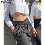 Yipinpay 2023 Spring Streetwear Long Sleeve Women Whiter Shirt Korea Style Y2K Minimalist Button Up Woman Crop Top Blouse Clothing