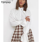 Yipinpay 2023 Spring Office Lady Long Sleeve Women White Basic Shirt Korea Style Button Women Tunic Blouse Work Female Clothing