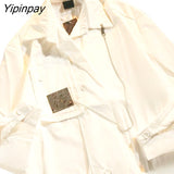 Yipinpay 2023 Autum Safair Style Chian Oversize Corduroy Women Shirt Y2K Loose Long Sleeve Button Up Female Blouse Clothing Tops
