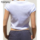 Yipinpay clothes letter graphic Fairycore grunge Summer baby Crop Tops 2000s Streetwear Harajuku Goth Short Sleeve T-shirts emo scene