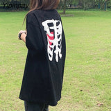 Yipinpay t-shirt female Top y2k Harajuku tops retro print skull bone Loose t-shirts with short sleeve anime graphic Shirt