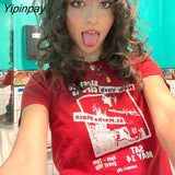 Yipinpay Guitar Graphic Cotton T Shirt Women Summer Harajuku Casual Round Neck Short Sleeve T-shirts Retro Streetwear Y2k Tops