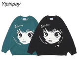 Yipinpay Women's Sweater Ladies Oversize Anime Y2k Aesthetic Kawaii Tops Pullovers Long Sleeve Streetwear Goth Winter Vintage Clothing