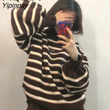 Yipinpay Winter Chic Pullover Women Striped Turtleneck Loose Knitwear Sweater Trendy Ulzzang Warm Student INS Coat Soft Daily Jumper