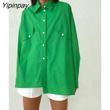 Yipinpay 2023 Spring Casual Long Sleeve Loose Women Cotton Shirt Korea Style Button Solid Woman Tunic Blouse Female Clothing Top