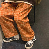Yipinpay Female Sweatpants Hip Hop Streetwear fashion Aesthetic High Waisted Y2k korean Clothing Harajuku Women Pants Plaid