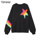 Yipinpay 2023 Winter Korean style Loose Long Sleeve Sweater Women Casual Star Embroidery Knit Pullover Autumn Female Clothing Tops