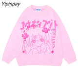 Yipinpay Women Sweater Frayed Oversize Pullover Long Sleeve Jumper Streetwear Korean Fashion Goth Knit Y2k Aesthetic Tops Winter Clothes