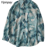 Yipinpay Summer Street Style Oversize Women Shirt Blouse Tie Dye Long Sleeve Ladies Tunic Shirts Y2K Button Up Female Clothing Tops