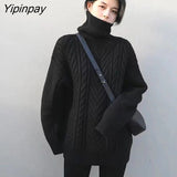 Yipinpay 2023 Winter Minimalist Long Sleeve Turtleneck Women Sweater Korean Style Solid Ladies Knit Pullover Female Loose Clothing