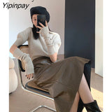 Yipinpay 2023 Winter Korean style Long Sleeve Sweater Women Casual Solid O Neck Knit Ladies Pullover Autumn Female Clothing Tops