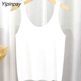 Yipinpay Women Knitted Ribbed Tank Top Streetwear Black White Tees Summer New 2023 Sleeveless Short Vest Sexy Bodycon Crop Tops
