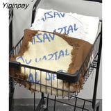 Yipinpay 2023 Winter Streetwear Long Sleeve Frayed Sweater Women Oversize O Neck Letter Ladies Pullover Fall Female Clothing Tops