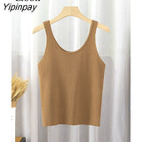 Yipinpay Women Knitted Ribbed Tank Top Streetwear Black White Tees Summer New 2023 Sleeveless Short Vest Sexy Bodycon Crop Tops