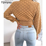 Yipinpay Knit Short Sweater Women Pullovers Knitted Tops Female Jumper 2023 Autumn Winter Long Sleeve Streetwear Knitting Sweaters
