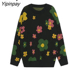 Yipinpay Winter Korean style Floral Embroidery Women Warm Sweater INS Long Sleeve O Neck Knit Ladies Pullover Female Clothing Tops