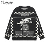 Yipinpay Women's Sweater Oversized Y2k Aesthetics Tops Knit Pullover Jumper Graphic Winter Streetwear Korean Fashion Long Sleeve Clothes