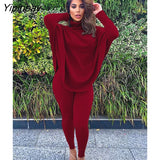 Yipinpay Women Solid Turtleneck Jumper Two Piece Sets Female Oversized Long Sleeve Sweater Tight Pants Suit 2023 Ladies Office Outfits
