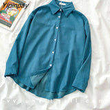 Yipinpay 2023 Autumn Korean style Long Sleeve Thick White Shirt Women Casual Button Up Solid Ladies Tunic Blouse Winter Clothing