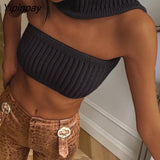Yipinpay Sexy Knitted Short Corset Tops Women Summer Halter Tank Streetwear Sleeveless Backless Holiday Beach Knitting Crop Tops