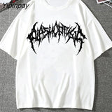 Yipinpay Men Tshirts Graphic Streetwear Hip Hop Goth Summer Y2K Print Harajuku Short Sleeve Cotton Tops Tees Oversized T-Shirt Clothing