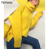 Yipinpay 2023 Winter Minimalist Long Sleeve Women Sweater Korean Style Turtleneck Solid Ladies Knit Pullover Female Loose Clothing