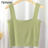 Yipinpay Sexy Knit Short Corset Tops Women Vest New 2023 Summer Ribbed Tank Streetwear Sleeveless Black White Knitting Crop Tops