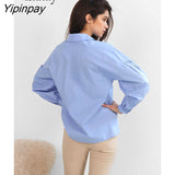 Yipinpay 2023 Spring Minimalist Puff Long Sleeve Women White Basic Shirt Minimalist Button Woman Tunic Blouse Work Female Clothing