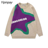 Yipinpay 2023 Winter Streetwear Star Embroidery O Neck Women Sweaters Oversize Long Sleeve Ladies Knit Pullovers Female Clothing