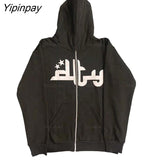Yipinpay Gothic Punk Star Long Sleeve Zip Hoodie Harajuku Hip Hop streetwear Grunge Fashion Punk Sports Jacket Y2k Jacket Men