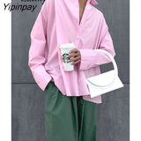 Yipinpay 2023 Spring New In Streetwear Long Sleeve Pink Shirt Women Korea Style Button Up Woman Tunic Blouse Female Clothing Tops