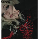 Yipinpay Skeleton Graphic Sweater Women's Oversized Hip Hop Streetwear Autumn Oversize Pullover Sweater for Men Fashion Sweaters