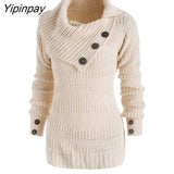 Yipinpay Knit Asymmetrical Long Cardigan Women Sweater Female Casual Solid V-Neck Long Sleeve Winter Cardigans