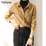 Yipinpay 2023 Winter Korean Style Long Sleeve Wool Liner Shirt Women Office Lady Button Thick Tunic Autunm Female Clothing Tops