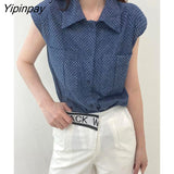Yipinpay 2023 Summer Hole Denim Sleeveless Shirt Women Street Style Button Up Ladies Tops Casual Female Clothing Blouse