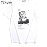 Yipinpay dropshipping cute Bear hip hop vintage Letter punk clothes top Short sleeve Large print Harajuku women t-shirt