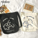 Yipinpay Women's Bag Shopper Anime Handbags Adjustable Zipper Print Harajuku Kawaii Aesthetic Canvas Large Capacity Tote Bags Shoulder