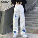 Yipinpay Women's Pants Trousers Oversize Y2k Harajuku Star Print High Waist Streetwear Jeans Korean Fashion Aesthetic Female Clothing