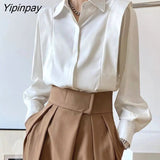 Yipinpay 2023 Summer Elegant Long Sleeve Solid Work Shirt Women Office Lady Button Up White Shirt Blouse Casual Female Clothes 920