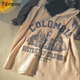 Yipinpay Crop Top Y2k Short Sleeve Graphic Tees Korean Fashion T-Shirts Aesthetic Kawaii Harajuku Streetwear Grunge Women Clothing