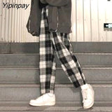 Yipinpay Harajuku Plaid Pants For Women Trousers 2023 Streetwear Woman Harem Pants Autumn Ladies Causal Pants Size