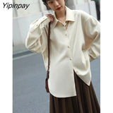Yipinpay Spring Office Lady Long Sleeve Corduroy Thick Women Shirt Korean Style Hollow Out Button Up Blouse Female Work Clothes Tops