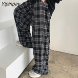 Yipinpay Harajuku Plaid Pants For Women Trousers 2023 Streetwear Woman Harem Pants Autumn Ladies Causal Pants Size
